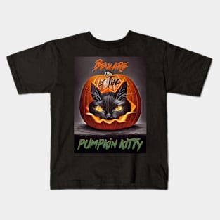 Beware Of The Pumpkin Kitty Kids T-Shirt